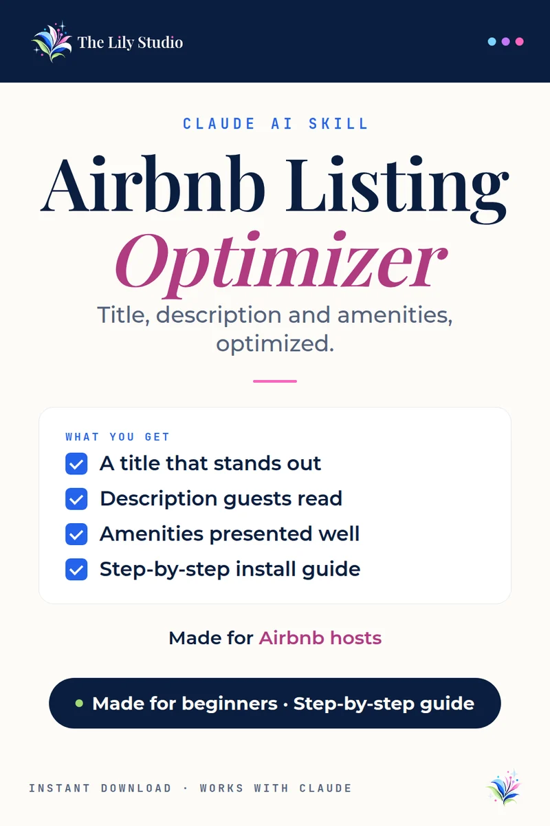 Airbnb Listing Optimizer: Compete with professional hosts without hiring a property manager.
