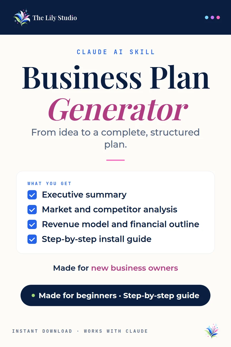 Business Plan Generator: Build a real business plan — not a template filled with placeholder text.