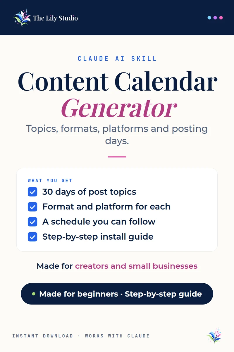 Content Calendar Generator: Plan a full month of content in one session.