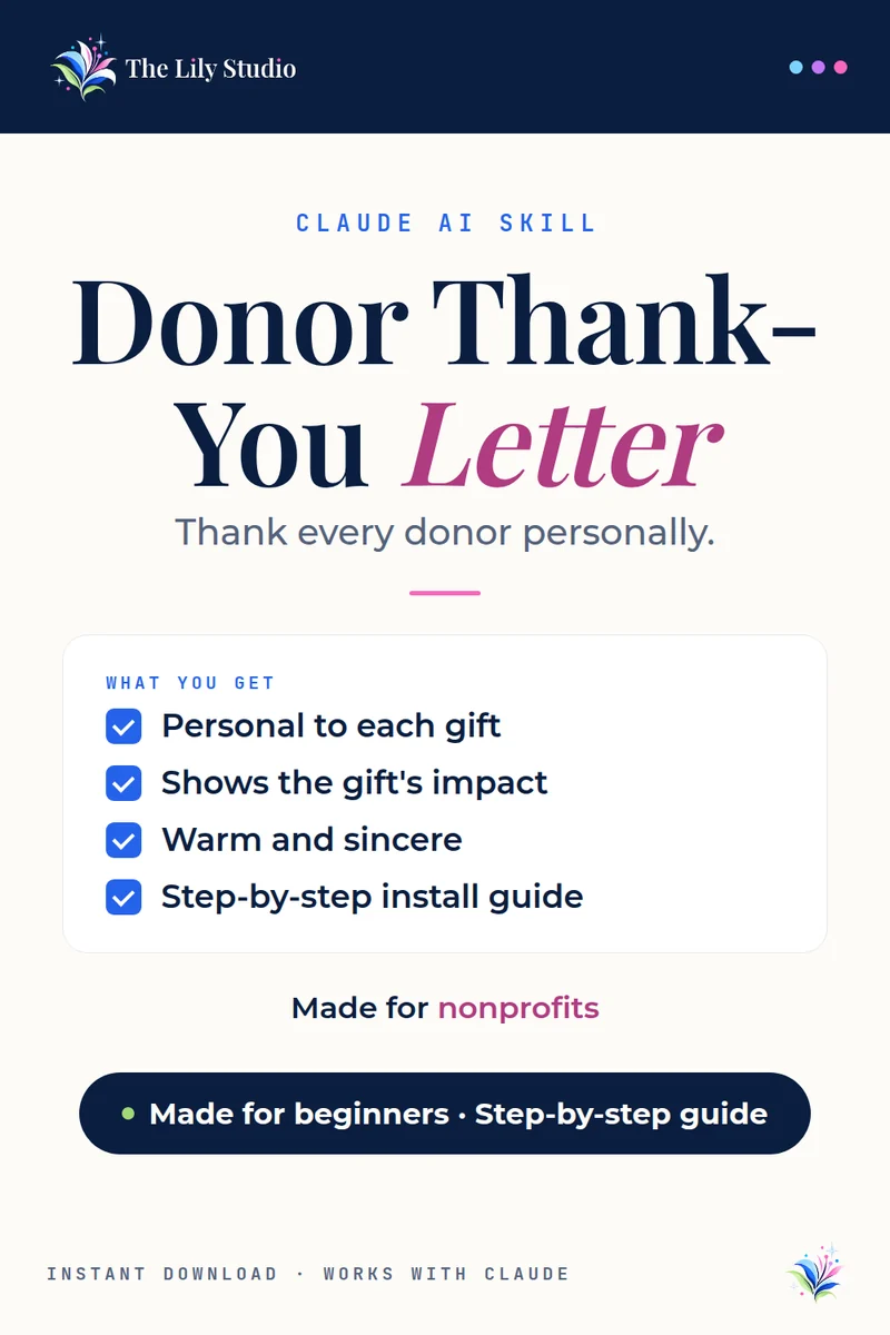 Donor Thank-You Letter: A great thank-you letter turns a one-time donor into a lifelong supporter.