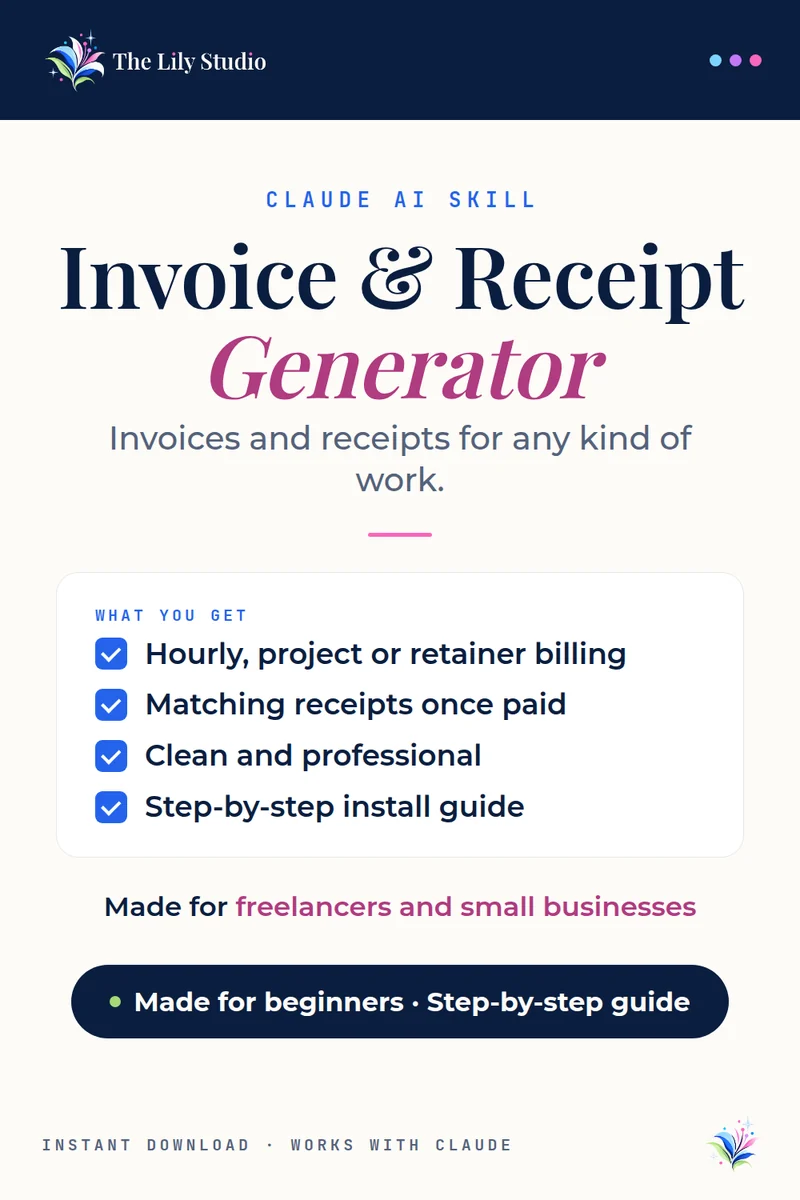 Invoice & Receipt Generator: Send professional invoices without buying expensive software.