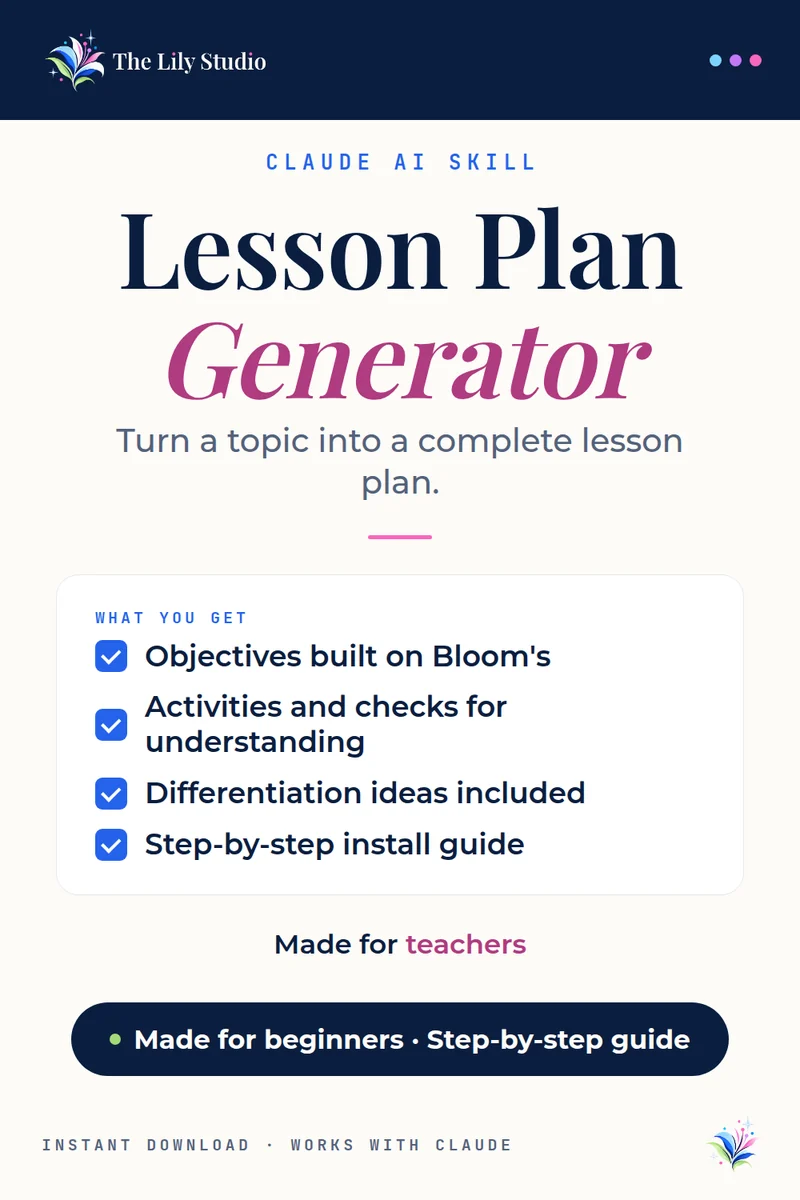 Lesson Plan Generator: Spend less time planning and more time teaching.
