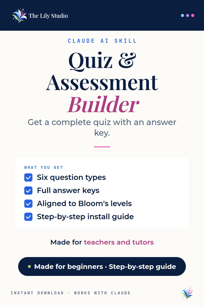 Quiz & Assessment Builder: Build quizzes and assessments that test what students actually learned.