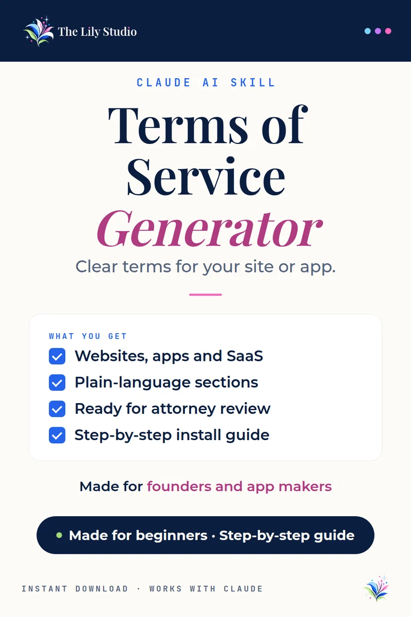 Terms of Service Generator: Terms of Service, drafted clearly.