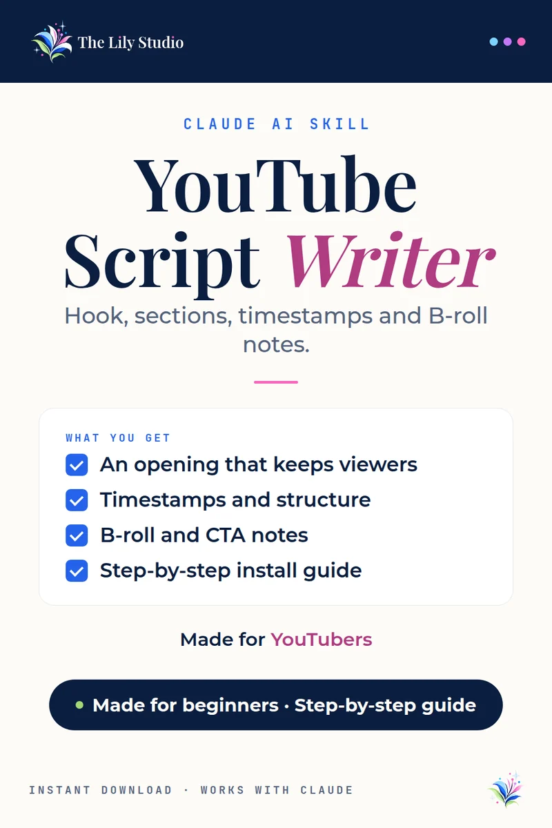 YouTube Script Writer: Write YouTube scripts that keep viewers watching.